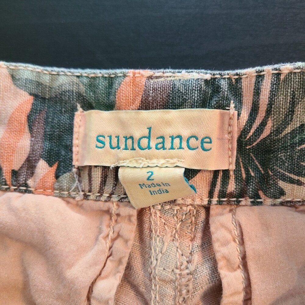Sundance Cargo Linen Blend Pants Tropical Camo Bermuda Shorts Capri Resort Sz 2 - Picture 4 of 9
